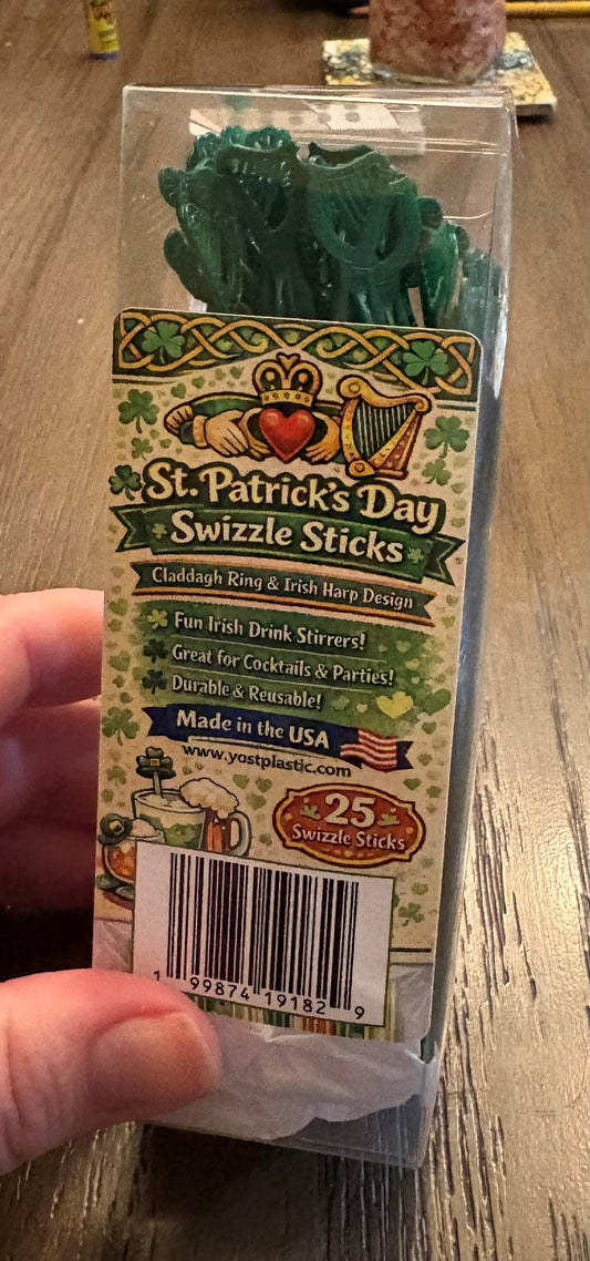 St. Patrick's Day Swizzle Sticks (Claddagh Ring & Irish Harp Designs)